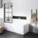 Stafford 1700x700 Round Shower Bath & 6mm Easy Clean Matt Black Grid Bath Screen