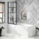 Hereford Square Shower Bath 1700x750 & 6mm Easy Clean Matt Black Grid Bath Screen
