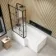 L Shaped 1500 Shower Bath & 6mm Easy Clean Matt Black Grid Bath Screen - Left Handed