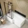 L Shaped 1700 Shower Bath with Front Panel & 6mm Easy Clean Matt Black Framed Bath Screen - Left Handed