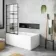 Dover 1600x750 Keyhole Shower Bath & 6mm Easy Clean Matt Black Grid Bath Screen