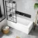Dover 1700x750 Keyhole Shower Bath & 6mm Easy Clean Matt Black Grid Bath Screen