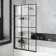 Dover 1700x750 Keyhole Shower Bath & 6mm Easy Clean Matt Black Grid Bath Screen