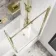 L Shaped 1600 Shower Bath with Front Panel & 6mm Easy Clean Brushed Brass Bath Screen - Right Handed