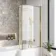 L Shaped 1600 Shower Bath with Front Panel & 6mm Easy Clean Brushed Brass Bath Screen - Right Handed