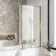 L Shaped 1700 Shower Bath with Front Panel & 6mm Easy Clean Brushed Brass Bath Screen - Right Handed