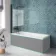 Antigua 1700x750 Keyhole Shower Bath & 6mm Easy Clean Matt Black Bath Screen