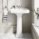 Hudson Traditional Low-Level Toilet With Inky Blue Seat & Pedestal Basin - Single Tap Hole