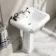 Hudson Traditional Low-Level Toilet With Inky Blue Seat & Pedestal Basin - Single Tap Hole