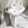 Hudson Traditional Toilet With Dove Grey Seat & Pedestal Basin Set - Double Tap Hole