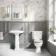 Hudson Traditional Toilet With Chalk White Seat & Pedestal Basin Set - Double Tap Hole