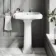 Hudson Traditional Toilet With Chalk White Seat & Pedestal Basin Set - Double Tap Hole