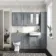 Dove Grey Wall Hung Mirror Cabinet 700x600mm - Brushed Brass Accents