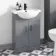 Quartz Stone Grey Vanity with Semi Recessed Basin 550mm - Black Accents