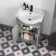 Quartz Stone Grey Vanity with Semi Recessed Basin 550mm - Black Accents