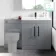 Avon Stone Grey Basin Vanity and Back To Wall Unit 1300mm - Black Accents