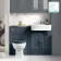 Monaco Inky Blue Combination Vanity Traditional Basin and Hudson Toilet with Wooden Seat 1200mm