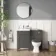 Bermuda Graphite Grey Combination Vanity Basin and Hudson Toilet with Wooden Seat 1000mm