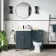 Bermuda Inky Blue Combination Vanity Basin and Hudson Toilet with Wooden Seat 1100mm