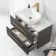 Elba Graphite Grey Wall Hung Drawer Vanity with Marble Top & Curved Counter Top Basin 800mm - Brushed Brass Accents