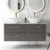 Elba Graphite Grey Double Wall Hung Drawer Vanity with Marble Top & Oval Basin 1200mm - Brushed Brass Accents
