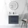 Elba Inky Blue Wall Hung Basin Drawer Vanity 600mm - Black Accents