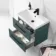 Elba Midnight Green Wall Hung Basin Drawer Vanity 600mm - Black Accents