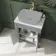 Bermuda Dove Grey Cabinet with Marble Top 600mm Excludes Counter Top Basin - Brushed Brass Accents
