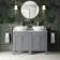 Bermuda Dove Grey Vanity with Marble Top & Oval Counter Top Basin 1200mm - Brushed Brass Accents