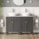 Bermuda Graphite Grey Vanity with Marble Top & Oval Counter Top Basin 1200mm - Brushed Brass Accents