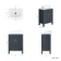 Bermuda Inky Blue Vanity with Marble Top & Curved Counter Top Basin 600mm - Brushed Brass Accents
