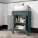 Bermuda Midnight Green Vanity with Marble Top & Curved Counter Top Basin 600mm - Brushed Brass Accents