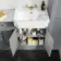 Monaco Dove Grey Combination Vanity Traditional Basin with Marble Top 1500mm (Excludes Pan & Cistern) - Brushed Brass Accents