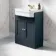 Monaco Inky Blue Traditional Basin Vanity 600mm - Brushed Brass Accents