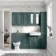 Monaco Midnight Green Traditional Basin Vanity and Back To Wall Unit 1500mm (Excludes Pan & Cistern) - Brushed Brass Accents