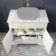 Lucia Chalk White Cabinet with Marble Top 840mm (Excludes Counter Top Basin) - Brushed Brass Accents