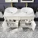 Lucia Chalk White Double Vanity with Marble Top & Oval Counter Top Basin 1200mm - Brushed Brass Accents