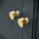 Lucia Inky Blue Cabinet with Oak Effect Top 840mm (Excludes Counter Top Basin) - Brushed Brass Accents