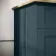 Lucia Inky Blue Cabinet with Oak Effect Top 840mm (Excludes Counter Top Basin) - Brushed Brass Accents