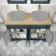 Lucia Inky Blue Cabinet with Oak Effect Top 1200mm (Excludes Counter Top Basins) - Brushed Brass Accents
