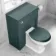 Traditional Midnight Green Back To Wall Unit and Hudson Toilet with Wooden Seat