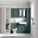 Monaco Midnight Green Combination Vanity Basin with Marble Top & Hudson Toilet with Wooden Seat 1200mm