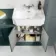 Monaco Midnight Green Combination Vanity Traditional Basin and Hudson Toilet with Wooden Seat 1500mm