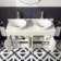 Bermuda Chalk White Vanity with Marble Top & Oval Counter Top Basin 1200mm - Brass Knurled Handles