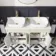 Bermuda Chalk White Vanity with Marble Top & Curved Counter Top Basin 1200mm - Brass Knurled Handles