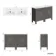 Bermuda Graphite Grey Double Basin Vanity 1200mm - Brass Knurled Handles