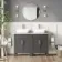 Bermuda Graphite Grey Vanity with Marble Top & Curved Counter Top Basin 1200mm - Brass Knurled Handles