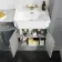 Monaco Dove Grey Combination Vanity Traditional Basin with Marble Top 1500mm (Excludes Pan & Cistern) - Brass Knurled Handles