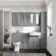Dove Grey Wall Hung Mirror Cabinet 700x600mm - Brass Knurled Handles