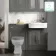 Monaco Graphite Grey Traditional Basin Vanity and Back To Wall Unit 1200mm (Excludes Pan & Cistern) - Brass Knurled Handles